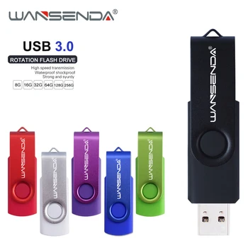 WANSENDA Метален USB 3.0 Флаш Памет 32 GB Флаш памет 8 GB 16 GB 64 GB 128 GB Карта 256 GB Въртене на USB Флаш Памет